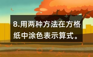 8.用兩種方法在方格紙中涂色表示算式。