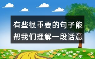 有些很重要的句子能幫我們理解一段話意思，試著從文中找出來