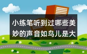 小練筆：聽(tīng)到過(guò)哪些美妙的聲音如鳥(niǎo)兒是大自然的歌手廚房是一個(gè)音樂(lè)廳