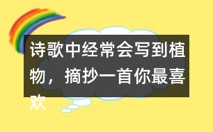 詩歌中經(jīng)常會寫到植物，摘抄一首你最喜歡的與植物有關(guān)的詩句