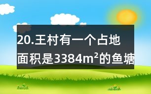 20.王村有一個占地面積是3384m2的魚塘(如下圖)。