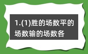 1.(1)勝的場數(shù)、平的場數(shù)、輸?shù)膱鰯?shù)各占總場數(shù)的幾分之幾? (2)用最簡分?jǐn)?shù)表示，說一說你是怎樣約分的。 (3)請你再舉一個(gè)例子說明約分的過程，并與同伴交流。