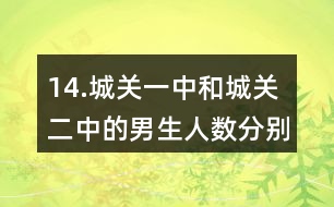 14.城關(guān)一中和城關(guān)二中的男生人數(shù)分別占全校學(xué)生總數(shù)的52％和54％，