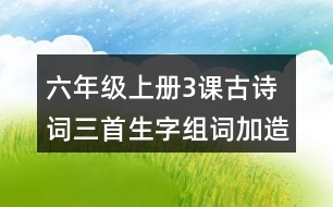 六年級上冊3課古詩詞三首生字組詞加造句