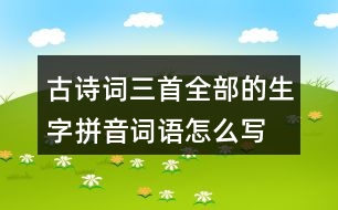 古詩詞三首全部的生字拼音詞語怎么寫