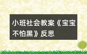 小班社會教案《寶寶不怕黑》反思