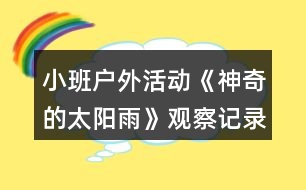 小班戶外活動(dòng)《神奇的太陽(yáng)雨》觀察記錄反思