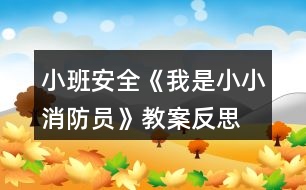 小班安全《我是小小消防員》教案反思