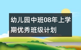 幼兒園中班08年上學(xué)期優(yōu)秀班級計劃