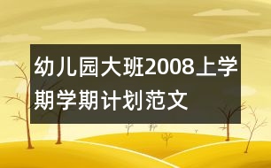 幼兒園大班2008上學期學期計劃范文