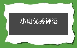 小班優(yōu)秀評語