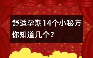 舒適孕期14個(gè)小秘方你知道幾個(gè)？