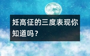 妊高征的“三度”表現(xiàn)你知道嗎？