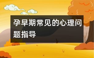 孕早期常見的心理問題指導(dǎo)