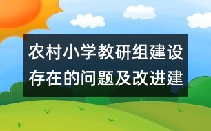 農(nóng)村小學教研組建設存在的問題及改進建議