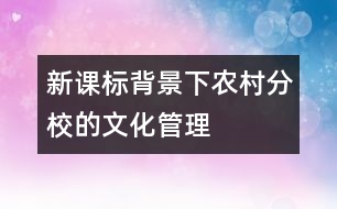 新課標背景下農(nóng)村分校的文化管理