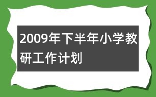 2009年下半年小學(xué)教研工作計劃