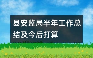 縣安監(jiān)局半年工作總結(jié)及今后打算