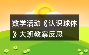 數(shù)學(xué)活動《認(rèn)識球體》大班教案反思