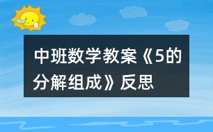 中班數(shù)學教案《5的分解組成》反思