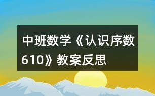 中班數(shù)學(xué)《認(rèn)識(shí)序數(shù)610》教案反思