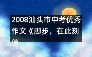 2008汕頭市中考優(yōu)秀作文《腳步，在此刻停住》