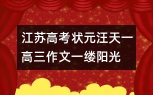 江蘇高考狀元汪天一高三作文：一縷陽(yáng)光