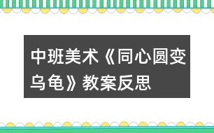 中班美術(shù)《同心圓變?yōu)觚敗方贪阜此?></p>										
													<h3>1、中班美術(shù)《同心圓變?yōu)觚敗方贪阜此?/h3><p>　　活動目標(biāo):</p><p>　　1、能根據(jù)畫面內(nèi)容進行大膽地猜測和想象畫面中的內(nèi)容。</p><p>　　2、認識并會繪畫同心圓，會用簡單的線條將同心圓變成完整的烏龜游戲圖。</p><p>　　3、在創(chuàng)作中體驗到繪畫的樂趣，喜歡畫畫。</p><p>　　4、培養(yǎng)幼兒的欣賞能力。</p><p>　　5、培養(yǎng)幼兒動手操作的能力，并能根據(jù)所觀察到得現(xiàn)象大膽地在同伴之間交流。</p><p>　　活動重、難點:</p><p>　　活動重點：認識并會繪畫同心圓，會用簡單的線條將同心圓變成完整的烏龜游戲圖。</p><p>　　活動難點：能根據(jù)畫面內(nèi)容進行大膽地猜測和想象畫面中的內(nèi)容。</p><p>　　活動準(zhǔn)備：</p><p>　　白紙、水彩筆若干，PPT《同心圓變?yōu)觚敗?/p><p>　　活動過程：</p><p>　　一、導(dǎo)入</p><p>　　師：有一滴小雨滴要來和我們做游戲，小雨滴掉到水里面會有什么聲音?(滴答)小雨滴要來咯，我們來看看小雨滴是怎么樣的。</p><p>　　——此環(huán)節(jié)以小雨滴引發(fā)幼兒興趣進入活動主題。</p><p>　　二、觀看認識同心圓，并大膽表現(xiàn)猜測</p><p>　　1、認識同心圓</p><p>　　師：看一看小雨滴是什么形狀的呢?(圓形)又來了一個小雨滴(滴答)，看看兩滴小雨滴分別在什么位置?(一個小雨滴在里面，一個大一點的小雨滴在外面，外面的大雨滴圍著里面的小雨滴)</p><p>　　師：滴答，又來了一個雨滴，這次看看有幾個雨滴了，(三個)嗯，小中大三個雨滴，你中有我，我中有你，他們好像在做什么?(在跳圓圈舞)</p><p>　　師：哎!小朋友，老師要告訴你們，三個小雨滴，一個小，一個中，一個大，像這樣，小圓在大圓里面，大圓抱著小圓，它們圍著一個中點在跳圓圈舞，我們叫它同心圓。叫什么?(同心圓)</p><p>　　師：小雨滴繼續(xù)下著，滴答、滴答、滴答...(點擊課件)</p><p>　　師：哇!小雨滴落在池塘里玩的好開心呀，接下來的小雨滴你們猜會落在哪里呢?(指出畫面的空白處)為什么?</p><p>　　師：滴答、滴答、滴答小雨滴又落下來掉在池塘里，老師這邊的池塘里有好多小雨滴在游泳，嗯!天空中還有好多個小雨滴，它們想到你們的池塘里去游游，我們小朋友來試一試，讓小雨滴到你們的池塘里去游戲好嗎?</p><p>　　師：好!現(xiàn)在老師就請我們小朋友去用勾線筆在你的畫紙上畫出一個個小、中、大的雨滴，你可以在你的畫紙上畫出有高有低、有大有小的同心圓。</p><p>　　2、幼兒學(xué)畫同心圓，提醒畫面布局。</p><p>　　請幼兒在自己的畫紙上畫出同心圓，提醒幼兒同心圓在跳舞，有高有低，有大有小。</p><p>　　3.幼兒盡情想象，同心圓像什么</p><p>　　師：哇!那么多的小雨滴到水里快樂的游泳，想想看這一個個的同心圓像什么?(太陽、甜圈面包、棒棒糖、小烏龜)</p><p>　　師：剛剛有小朋友說同心圓很像小烏龜，老師這有小烏龜呢，我們請小烏龜出來給我們看看到底像不像。</p><p>　　(此環(huán)節(jié)以小雨滴的外形引出認識同心圓并嘗試合理布局繪畫同心圓，同時引發(fā)幼兒根據(jù)同心圓的外形進行想象。)</p><p>　　三、引出烏龜，引導(dǎo)觀察烏龜?shù)膭討B(tài)變化</p><p>　　師：你們覺得同心圓像小烏龜?shù)哪膫€部位?</p><p>　　師：小烏龜?shù)纳砩线€有什么?它的頭會怎么樣?四條腿分別長在哪里?(用手指去觸碰下小烏龜，發(fā)現(xiàn)烏龜?shù)膭討B(tài))小尾巴又長在什么地方?</p><p>　　師結(jié)：烏龜有一個堅硬的烏龜殼，在它身體的一頭有一個會伸縮的小腦袋，身體的另一頭有一個小小的尾巴，身體兩邊有會收縮的四條腿，烏龜是一種爬行動物，烏龜它喜歡在池塘里、大河里或是草地上各種地方生活。</p><p>　　(此環(huán)節(jié)以實物小烏龜進行觀察它的動態(tài)變化，為下一環(huán)節(jié)創(chuàng)作做好鋪墊。)</p><p>　　四、自由創(chuàng)作——有趣的烏龜</p><p>　　1.幼兒創(chuàng)作，在自己的同心圓上表現(xiàn)烏龜。</p><p>　　師：如果讓你的同心圓來變?yōu)觚?，你想變一只什么樣的烏?你想帶它們到哪里玩呢?</p><p>　　師：好!接下來就請小朋友用同心圓來變你喜歡的烏龜吧。</p><p>　　2.教師指導(dǎo)，注意引導(dǎo)幼兒表現(xiàn)烏龜?shù)母鞣N動態(tài)。</p><p>　　教師提醒幼兒添畫細節(jié)和背景，也可在幼兒作品上適當(dāng)添畫場景，讓畫面更豐富。</p><p>　　(此環(huán)節(jié)鼓勵幼兒能用各種點、線條形狀來表現(xiàn)感受過的小烏龜?shù)闹饕卣?，并根?jù)自己的想象有創(chuàng)造性地表現(xiàn)簡單的情節(jié)。)</p><p>　　五、帶烏龜去旅行</p><p>　　師：今天你們畫的烏龜真有趣，等會請小朋友幫它們穿上五彩繽紛的衣服，打扮得漂漂亮亮的，到更有趣的地方去玩，好嗎?</p><p>　　(此環(huán)節(jié)在相互介紹中發(fā)現(xiàn)同伴的有趣之處，并感受作品中動物形象的造型美。教師展示課件內(nèi)容，激發(fā)幼兒想象力，創(chuàng)作力。)</p><p>　　活動反思：</p><p>　　整個活動，這個課件顯得尤為重要，它不但解決了幼兒的布局問題，還拉近了幼兒與烏龜?shù)木嚯x，幼兒在繪畫過程中能考慮烏龜?shù)母惺?，達到了一定的效果。</p><h3>2、中班美術(shù)教案《神奇的圓》含反思</h3><p><strong>活動目標(biāo)：</strong></p><p>　　1.讓幼兒通過觀察、交流，知道用1個圓至幾個圓拼貼、添畫，可以變成各種有趣的事物。</p><p>　　2.讓幼兒遷移已有經(jīng)驗，借助范畫擴展想象，創(chuàng)造出各種有趣的圓形事物。</p><p>　　3.培養(yǎng)幼兒樂意參與美術(shù)創(chuàng)作活動，并體驗創(chuàng)作帶來的樂趣。</p><p>　　4.引導(dǎo)孩子們在活動結(jié)束后把自己的繪畫材料分類擺放，養(yǎng)成良好習(xí)慣。</p><p>　　5.進一步學(xué)習(xí)在指定的范圍內(nèi)均勻地進行美術(shù)活動。</p><p><strong>活動準(zhǔn)備：</strong></p><p>　　1.各種顏色、大、中、小的圓若干。</p><p>　　2.由圓變成的各種物體范例。</p><p><strong>活動過程：</strong></p><p>　　一、激趣導(dǎo)入。</p><p>　　師：孩子們，你們看過魔術(shù)表演嗎?是什么魔術(shù)表演?你們喜歡看(魔術(shù)表演)嗎?</p><p>　　師：我來給你們表演一個魔術(shù)，變魔術(shù)要有道具，下面把道具請出來。(出示大、中、小三個不同顏色的圓)問：這是什么?它們有什么不一樣?(顏色不一樣、大小不一樣)師：今天我要用圓變魔術(shù)，那怎么變呢，你們要睜大眼睛看，看誰能發(fā)現(xiàn)老師是怎么變的。</p><p>　　二、了解圓能變成各種有趣的東西。</p><p>　　一欣賞一個圓變成的各種有趣的東西。</p><p>　　教師表演魔術(shù)：在一個紅色圓上畫上蘋果的葉子就變成蘋果了。</p><p>　　問：我是怎么變的?</p><p>　　師：要把圓變成蘋果，離不開這只神奇的筆，只要畫上幾筆，圓就會變成有趣的東西了。</p><p>　　問：你學(xué)會了嗎?給你們一個圓，你要把它變成什么呢?</p><p>　　幼兒自由回答，指名到前面用圓變魔術(shù)，并說說是怎么變的。</p><p>　　小結(jié)：這個魔術(shù)你們已經(jīng)會了，其實用一個圓變魔術(shù)很簡單，小班的弟弟妹妹都會，你們看他們變出了很多不同的東西。(出示幻燈片：范例)。</p><p>　　討論。</p><p>　　師：咱們要變更難的魔術(shù)，用兩個圓、三個圓、四個圓、許多圓變魔術(shù)，你會嗎?</p><p>　　指名讓幼兒說說會用兩個圓、三個圓、四個圓、許多圓變成什么物體。</p><p>　　師：其實用多個圓還能變出很多東西，不是你們不會，只是你們沒想到而已。請欣賞(出示范例幻燈片)。</p><p>　　三、幼兒操作，教師巡回指導(dǎo)。</p><p>　　一交代任務(wù)。</p><p>　　師：你們知道了圓可以變很多東西，那你們想不想親自動手變一變?</p><p>　　1.不同級別的魔術(shù)師。</p><p>　　出示作品展示板。</p><p>　　師：你想成為什么級別的魔術(shù)師?</p><p>　　合格的魔術(shù)師：能用不同數(shù)量的圓變出簡單的東西。(可以看范例：氣球、小雞、毛毛蟲……)優(yōu)秀魔術(shù)師：能用不同數(shù)量的圓變出比較難的東西(如：葡萄架上掛了一串串葡萄、草地上有許多小雞在吃草、盛開了許多的花還有美麗的蝴蝶等)。</p><p>　　特級魔術(shù)師：變出了和別不一樣的、圖片上也沒有的東西。</p><p>　　注：出示范例。</p><p>　　2.介紹材料、提要求。</p><p>　　師：有各種顏色，各種大小的圓。請你們先想好你想用幾個圓變成什么東西，然后找到你所需要的圓，用膠棒把它粘在紙上，再把它添畫好。我們小朋友把圓變好了，可以互相參觀，也可以請后面的老師參觀，告訴老師，你把幾個圓變成什么東西了。最后，把你的作品貼到展板上。</p><p>　　3.幼兒操作，教師巡回指導(dǎo)。</p><p>　　幫助能力差的幼兒，鼓勵他大膽變圓。鼓勵能力強的幼兒變出和別人不一樣的東西來。</p><p>　　4.評價幼兒作品讓幼兒上來說一說自己吧圓形變成了什么?對有創(chuàng)意的幼兒作品給予肯定、表揚。</p><p><strong>教學(xué)反思</strong></p><p>　　在《神奇的圓》這一活動設(shè)計上，為了激發(fā)幼兒的學(xué)習(xí)興趣，我采用了魔術(shù)游戲?qū)氲姆椒?。通過活動培養(yǎng)了幼兒的動手操作能力，開發(fā)了幼兒的想象力。</p><h3>3、中班教案《半圓變魔術(shù)》含反思</h3><p><strong>活動目標(biāo)：</strong></p><p>　　1、嘗試對半圓大膽想象并進行添畫活動。</p><p>　　2、在添畫的過程中注意畫面場景的描繪，進一步豐富畫面。</p><p>　　3、能展開豐富的想象，大膽自信地向同伴介紹自己的作品。</p><p>　　4、培養(yǎng)幼兒的欣賞能力。</p><p><strong>活動準(zhǔn)備：</strong></p><p>　　1、《半圓變魔術(shù)》課件。</p><p>　　2、圓形寶寶、手偶。</p><p>　　3、白紙和油畫棒。</p><p><strong>活動過程：</strong></p><p>　　一、老師講述故事(出示圓形寶寶、手偶)，引出活動主題。</p><p>　　“大家好!我是圓形寶寶，小朋友們都很喜歡我，因為他們可以把我變成一個紅紅的大蘋果、一個溫暖的太陽、一朵美麗的花兒……”可是有一天圓形寶寶不小心從樓梯上滾了下來，摔成了半圓寶寶，它心里非常難過。這時，小熊跑過來，對半圓寶寶說：“我蓋了一棟房子，有墻，有窗，有門，就差一個半圓形的房頂了，你能幫助我嗎?”</p><p>　　引導(dǎo)幼兒觀看課件，讓他們知道有了半圓形的幫助，小熊的房子終于蓋好了。</p><p>　　二、繼續(xù)播放課件，引導(dǎo)幼兒仔細地逐一欣賞畫面。</p><p>　　1、 教師引導(dǎo)幼兒半圓添畫的方法。</p><p>　　2、 教師小結(jié)：半圓可以變成許多的東西，如：碗、老鼠、蘑菇、魚、西瓜等等。</p><p>　　三、教師引導(dǎo)幼兒討論半圓添畫的方法。</p><p>　　四、幼兒自由繪畫，教師指導(dǎo)幼兒完成作品。</p><p>　　1、教師：小朋友們，你們喜歡什么半圓形的東西或者是半圓形的小動物?請你們用半圓形來畫一畫，變成一幅漂亮的畫。</p><p>　　2、鼓勵幼兒自主表達自己的感受和添畫相關(guān)物。</p><p>　　五、展示幼兒作品，互相介紹。</p><p><strong>延伸活動：</strong></p><p>　　1、可以進行半圓片片變變變的活動，豐富幼兒的經(jīng)驗。</p><p><strong>教學(xué)反思：</strong></p><p>　　1、中班時期的幼兒在繪畫表達方面處于涂鴉末期，也是積累形象的時期，這樣的活動對于豐富幼兒的表現(xiàn)經(jīng)驗是非常有效的。半圓變魔術(shù)，即幫助幼兒表達，又減輕了造型的困難，使幼兒得到成功的體驗。</p><p>　　2、在活動之前，教師可以適當(dāng)?shù)刎S富幼兒關(guān)于半圓形物品的經(jīng)驗。在活動中，注意提取幼兒的這些感性經(jīng)驗;教師還可以根據(jù)幼兒的發(fā)展水平和經(jīng)驗基礎(chǔ)上讓幼兒在范例中尋找可用經(jīng)驗，以更加開放的活動引導(dǎo)幼兒進行自主的創(chuàng)作。</p><h3>4、中班美術(shù)教案《有趣的烏龜》含反思</h3><p><strong>活動目標(biāo)：</strong></p><p>　　1.在說說、看看的過程中，了解烏龜?shù)耐庑翁卣?，大膽畫出烏龜?/p><p>　　2.讓幼兒體驗自主、獨立、創(chuàng)造的能力。</p><p>　　3.能展開豐富的想象，大膽自信地向同伴介紹自己的作品。</p><p><strong>重難點：</strong></p><p>　　了解烏龜?shù)耐庑翁卣?，大膽畫出烏龜?/p><p><strong>活動準(zhǔn)備：</strong></p><p>　　1.PPT;2.畫紙、記號筆、水彩筆、油畫棒。</p><p><strong>活動過程：</strong></p><p>　　一.猜謎的形式引入</p><p>　　1.師：今天，王老師給小朋友們說一個謎語，請小朋友們仔細的來聽：穿件硬殼袍，縮頭又縮腦，水面四腳劃，岸上慢慢跑，這是什么?(幼兒回答)師：原來是一只烏龜。</p><p>　　師：孩子們，你們看烏龜長的什么樣子?</p><p>　　師：小烏龜?shù)纳眢w是什么形狀的?</p><p>　　師：小烏龜?shù)凝敋ど厦嬗惺裁?</p><p>　　2.請幾名小朋友到前面畫一畫龜殼上面的圖案。</p><p>　　二、自由創(chuàng)作--有趣的烏龜幼兒創(chuàng)作，通過觀察嘗試?yán)L畫烏龜師：孩子們你們想不想到海邊上來畫出小烏龜，王老師給小朋友們準(zhǔn)備了畫紙，彩筆和油畫棒，一會兒請小朋友們畫小烏龜并且給小烏龜穿上漂亮的衣服，想一想小烏龜在海邊還會遇到誰，把你想到的也畫出來好嗎?</p><p>　　三、欣賞交流：說說我的小烏龜師：畫完的小朋友去給老師們講一講你的小烏龜遇到哪些好朋友?</p><p><strong>反思：</strong></p><p>　　在評價過程中，我組織幼兒一起欣賞了同伴的畫，幼兒都能大膽地說出自己畫的是什么，講述能力也得到了提高。</p><p>　　整個活動，這個課件顯得尤為重要，它不但解決了幼兒的布局問題，還拉近了幼兒與烏龜?shù)木嚯x，幼兒在繪畫過程中能考慮烏龜?shù)母惺埽_到了一定的效果。</p><h3>5、中班美術(shù)公開課教案《可愛的烏龜》含反思</h3><p>　　活動目標(biāo)：</p><p>　　1.復(fù)習(xí)畫烏龜，鼓勵幼兒合理地布局畫面。</p><p>　　2.通過欣賞課件，感受畫面布局的重要性。</p><p>　　3.體驗想象創(chuàng)造各種圖像的快樂。</p><p>　　4.養(yǎng)成大膽用色、均勻涂色的良好習(xí)慣。</p><p>　　活動準(zhǔn)備：</p><p>　　1.課件制作《可愛的烏龜》</p><p>　　2.烏龜手偶。</p><p>　　3.畫紙、勾線筆人手一份。</p><p>　　活動過程：</p><p>　　1.出示烏龜手偶。</p><p>　　“今天，我請了我們的好朋友來，你們知道是誰嗎?”</p><p>　　“烏龜不高興了，它迷路了，你們知道它住在哪里嗎?”</p><p>　　2.展示課件，幫助幼兒感知烏龜“住”不同的地方，畫面會產(chǎn)生不同的效果。</p><p>　　(1)出示海水圖，聽聽烏龜說了什么?(“謝謝你們給我找了一個家，可是我應(yīng)該住在哪里呢?”)</p><p>　　(2)讓烏龜分別住在右上角、左上角、畫面中下部，請幼兒說說烏龜住在這里好不好?為什么?聽聽烏龜是怎么說的。(“不好不好，我的頭、腳都在水外面了;不好不好，我住在草堆里不舒服”)</p><p>　　(3)讓烏龜住在畫面中間，聽聽烏龜怎么說?(“太好了，我最喜歡在水中間游來游去的了。)</p><p>　　(4)出示一個小烏龜在中間，聽聽它怎么說?(“這么大的海，就我一個人住?我很孤單哦!”)請幼兒想想辦法?</p><p>　　(5)增添許多個小烏龜(畫面較飽滿)，聽聽烏龜怎么說?(“太好了，這樣我就不會孤單了?！?</p><p>　　(6)出示一個小烏龜，一個大烏龜，感受知畫面。</p><p>　　3.請幼兒也來給烏龜安一個家。</p><p>　　(1)提出要求：先想好是給大烏龜安家還是給小烏龜安家，給1個還是給幾個烏龜安家，安在哪個地方，烏龜最高興呢?</p><p>　　(2)幼兒繪畫，教師巡視指導(dǎo)。</p><p>　　提醒幼兒照顧烏龜?shù)母惺?即合理布局畫面)</p><p>　　(3)作品展示。</p><p>　　幼兒互相欣賞、介紹作品，感受畫面布局的美。</p><p>　　教學(xué)反思：</p><p>　　畫面布局是幼兒比較難掌握的一個問題。以前，幼兒已有了畫烏龜?shù)慕?jīng)驗，但在繪畫過程中，總是會畫的太小或太偏了，畫面給人的感覺總是不太漂亮，為了解決這個問題，我設(shè)計了這個活動《可愛的烏龜》。</p><p>　　我改變了以往的繪畫模式：引起幼兒興趣→教師示范→幼兒繪畫→作品評價的方法，而是制作了課件，將整個布局的問題放在課件中來解決，并且運用了幼兒較易接受的擬人化的手法及音效，幫助幼兒感受烏龜住在海水里的不同地方畫面的感覺及烏龜?shù)母惺?，烏龜說的話更能幫助幼兒理解畫面布局的重要性，更易讓幼兒接受。</p><p>　　在幼兒繪畫過程中，教師的指導(dǎo)顯得更形象了，以往要幼兒將物體畫中間，畫大一些，畫滿一些，總是用平直的語調(diào)說，總有些孩子只顧自己畫，不去理會老師的話，但這次通過展示課件后再畫，有的幼兒畫了一個烏龜，我便說：“你想想，這只烏龜一個人住，它會怎么想呢?”幼兒很自然的就會多畫幾只烏龜了。</p><p>　　幼兒在合理布局畫面的基礎(chǔ)上，也充分顯示出自己的想法與創(chuàng)造，有的幼兒畫了許多只小烏龜，在前面畫了一只大烏龜，他說：“大烏龜帶著小烏龜做操呢!”有的幼兒把小烏龜畫在大烏龜身上，他說：“這只小烏龜玩累了，在爸爸身上休息呢!”還有的幼兒畫了一個大烏龜、中間殼是空的，再在旁邊畫了只小烏龜：“媽媽剛把小烏龜生下來，正教它游泳呢!”可見幼兒的想象也是非常豐富的。</p><p>　　在評價過程中，我組織幼兒一起欣賞了同伴的畫，幼兒都能大膽地說出自己畫的是什么，講述能力也得到了提高。</p><p>　　整個活動，這個課件顯得尤為重要，它不但解決了幼兒的布局問題，還拉近了幼兒與烏龜?shù)木嚯x，幼兒在繪畫過程中能考慮烏龜?shù)母惺埽_到了一定的效果。</p><p>　　教學(xué)反思：</p><p>　　作為教師要善于發(fā)現(xiàn)幼兒的不同特點，給予每一位幼兒以激勵性的評價，充分挖掘作品中成功的東西，給予積極的肯定，使他們獲得成功的體驗，感受到手工活動的樂趣，從而增強自信心。</p><h3>6、中班美術(shù)優(yōu)秀教案《圓形寶寶變變變》含反思</h3><p><strong>活動目標(biāo)</strong></p><p>　　1.感知并認識圓形，能找到生活中的圓形物體。</p><p>　　2.能夠根據(jù)圓形，發(fā)揮自己的想想，創(chuàng)作出各類物品或動物的形象。</p><p>　　3.喜歡太空泥制作。</p><p>　　4.會用它們大膽地進行藝術(shù)表現(xiàn)與創(chuàng)造，喜歡裝飾。</p><p>　　5.培養(yǎng)幼兒的欣賞能力。</p><p><strong>活動準(zhǔn)備</strong></p><p>　　1.各色太空泥、托盤。</p><p>　　2.樣品范例(小花、雪人、手鏈)。</p><p><strong>活動過程</strong></p><p>　　1.以魔術(shù)游戲引入圓形。</p><p>　　教師：小朋友，今天我們班來了一位小客人(出示圓形)，瞧瞧，知道它是誰嗎?</p><p>　　教師：原來是我們的老朋友-圓形呀!來，我們用熱烈的掌聲歡迎