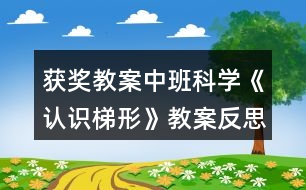 獲獎教案中班科學《認識梯形》教案反思