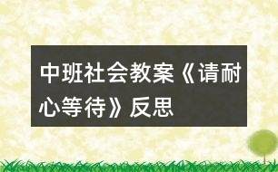 中班社會(huì)教案《請(qǐng)耐心等待》反思