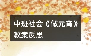 中班社會《做元宵》教案反思