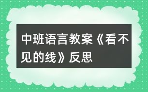 中班語言教案《看不見的線》反思