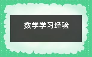 數(shù)學學習經(jīng)驗