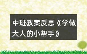 中班教案反思《學做大人的小幫手》