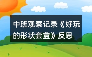 中班觀察記錄《好玩的形狀套盒》反思