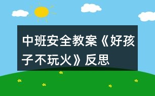 中班安全教案《好孩子不玩火》反思