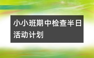 小小班期中檢查半日活動計劃