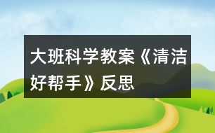 大班科學教案《清潔好幫手》反思