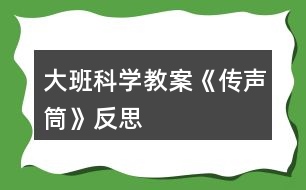 大班科學教案《傳聲筒》反思