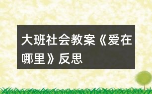 大班社會(huì)教案《愛(ài)在哪里》反思