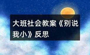 大班社會(huì)教案《別說(shuō)我小》反思