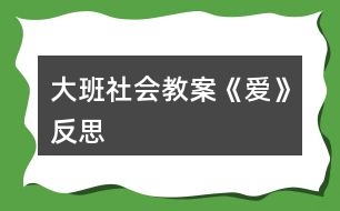 大班社會教案《愛》反思