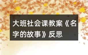 大班社會課教案《名字的故事》反思