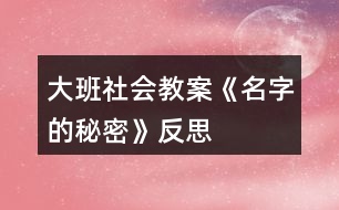 大班社會教案《名字的秘密》反思