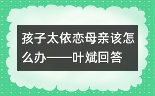 孩子太依戀母親該怎么辦――葉斌回答