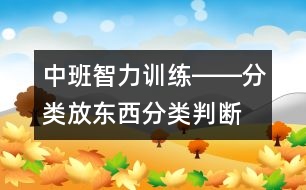 中班智力訓(xùn)練――分類放東西（分類、判斷、習(xí)慣、記憶）