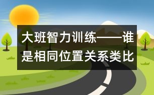 大班智力訓(xùn)練――誰是相同位置關(guān)系（類比、空間、創(chuàng)造、語言）