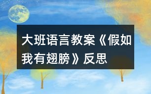 大班語言教案《假如我有翅膀》反思