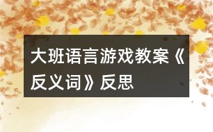 大班語言游戲教案《反義詞》反思