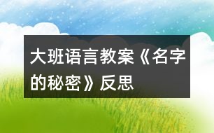 大班語言教案《名字的秘密》反思